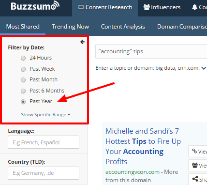 Buzzsumo Filter By Date - Past Year